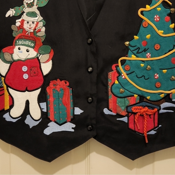 Ugly Christmas vest Snowden vest and friend vintage Size Large - Picture 3 of 9